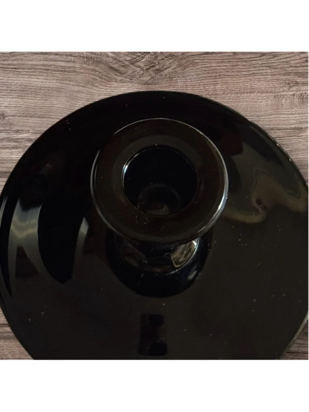 Antique Glossy Black Amethyst Glass Candlestick Art Nouveau Black Fall Decor